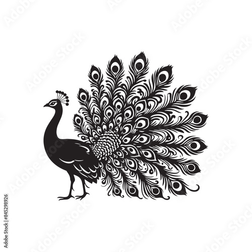 Peafowl Silhouette: Perfect for Nature-inspired Designs and Wildlife Enthusiasts - Peafowl Vector - Peafowl Illustration.