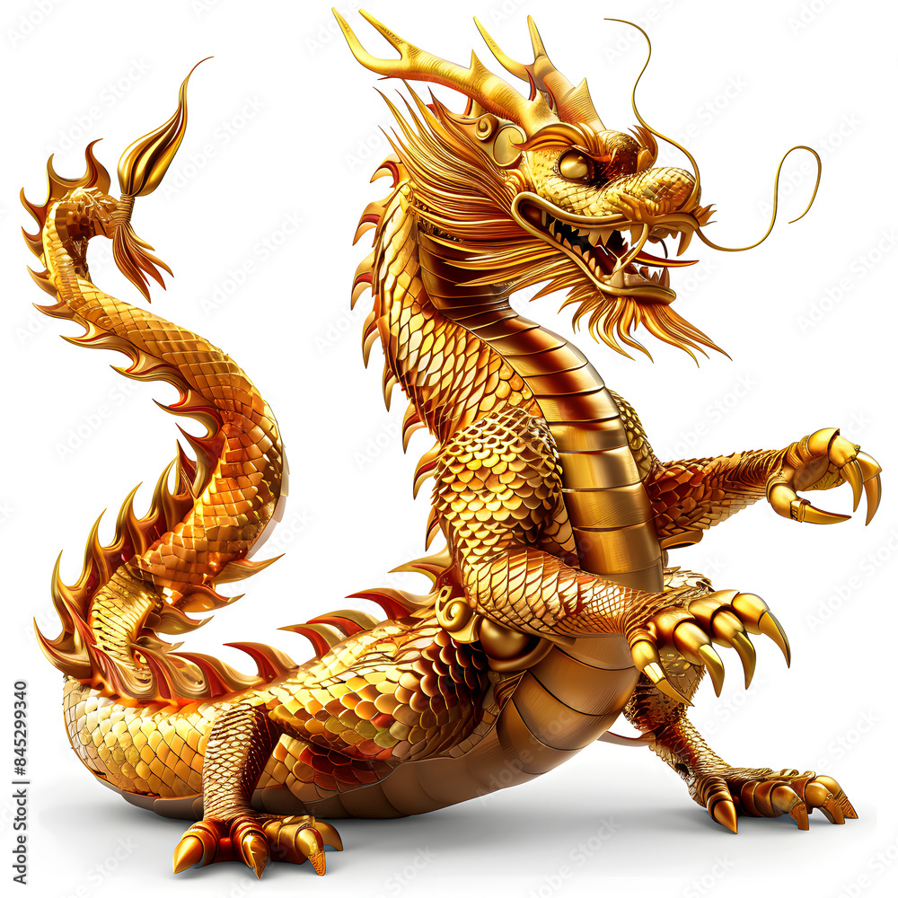Fototapeta premium Clipart illustration of Chinese dragon on a white background. Suitable for crafting and digital design projects.[A-0002]