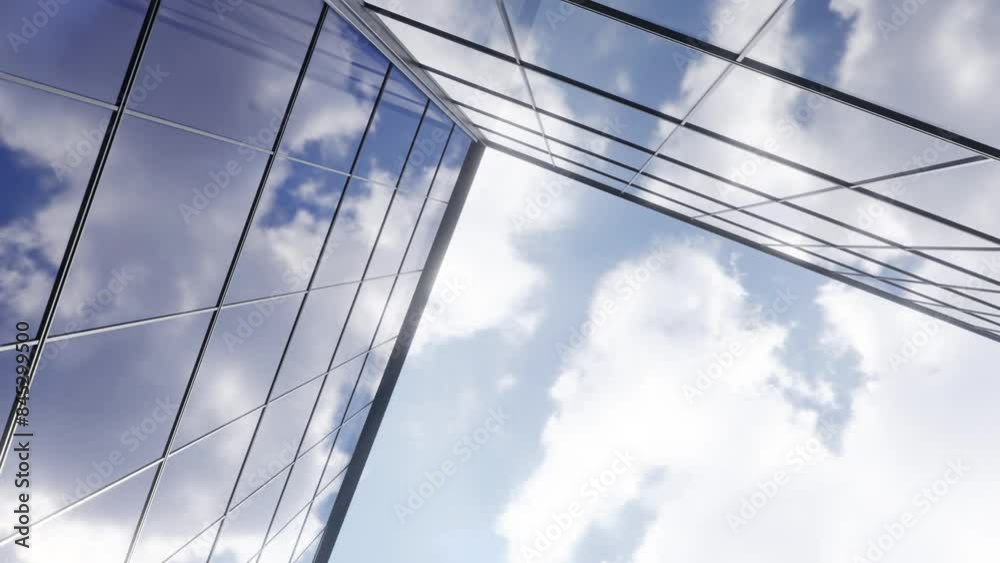 3d rendering of modern office glass building with cloud reflection 3d rendering of modern office glass building with cloud reflection