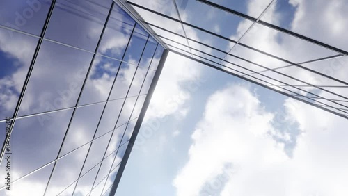 Wallpaper Mural 3d rendering of modern office glass building with cloud reflection Torontodigital.ca