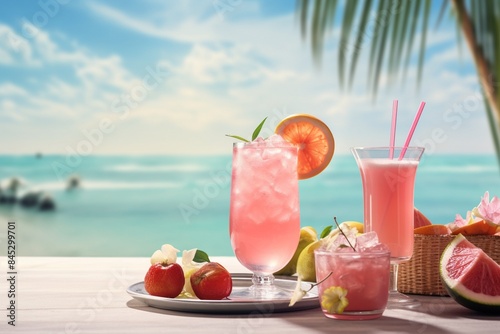 Beauty concepts summer vacation and pleasant leisure time with drinks
