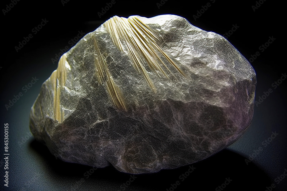 Carfolite fossil mineral stone. Geological crystalline fossil. Dark background close-up. Carfolite fossil mineral stone. Geological crystalline fossil. Dark background close-up.