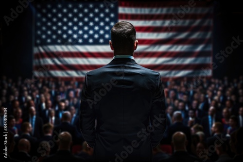 Election Speech in USA with American Flag © Ivy