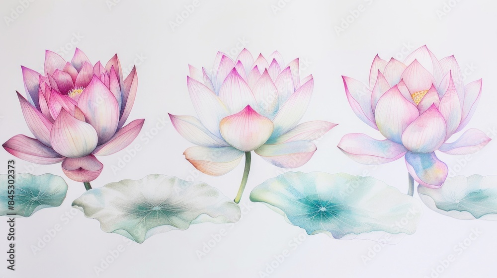 Pastel Lotus Flower on White Background Pastel Lotus Flower on White Background
