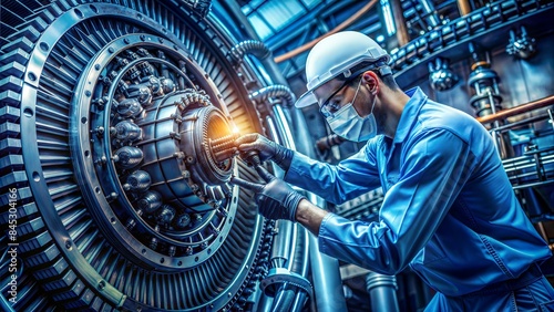 engineer repair high-tech futuristic nuclear engine