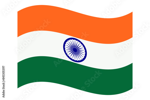 Wavy Flag of India, isolated on transparent background. Vector illustration