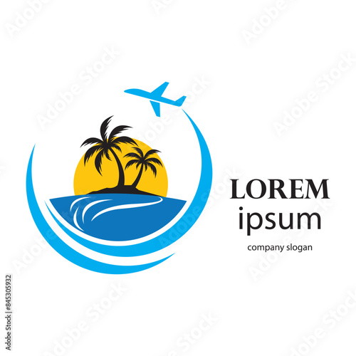 holiday logo design with plane travel