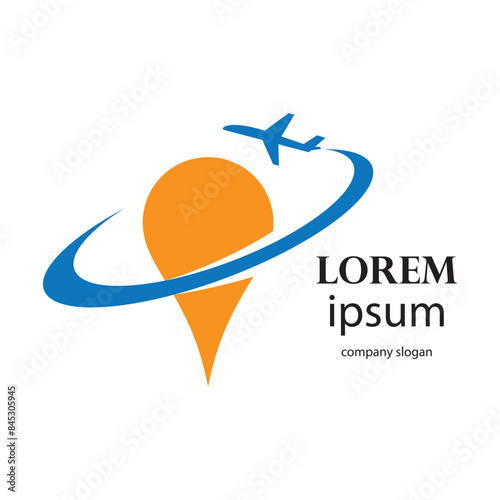holiday logo design with plane travel