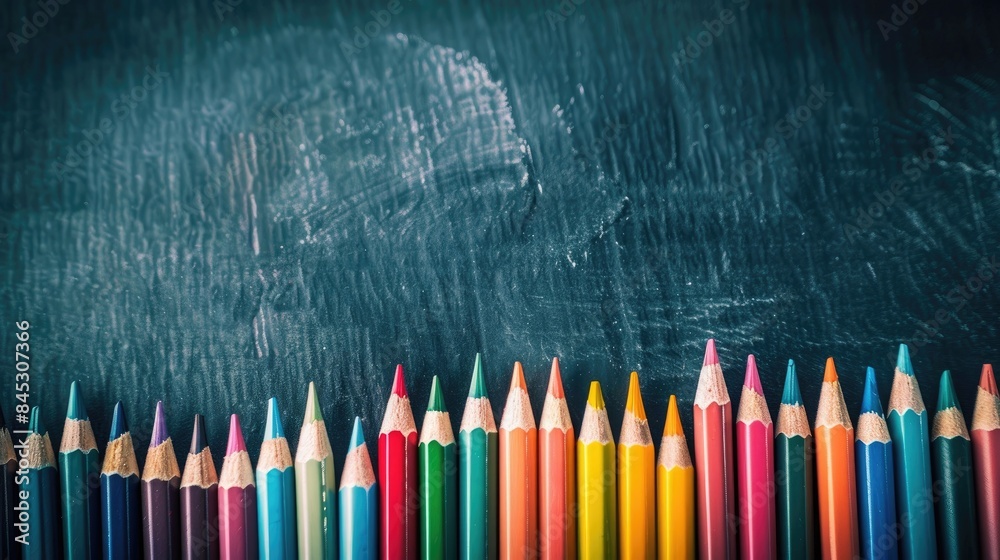 Back to school concept with colored pencils on dark background Back to school concept with colored pencils on dark background