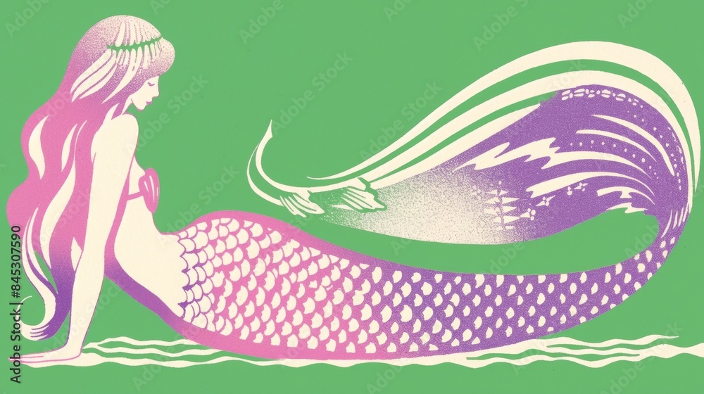 Simple style hand drawing illustration of a mermaid Simple style hand drawing illustration of a mermaid