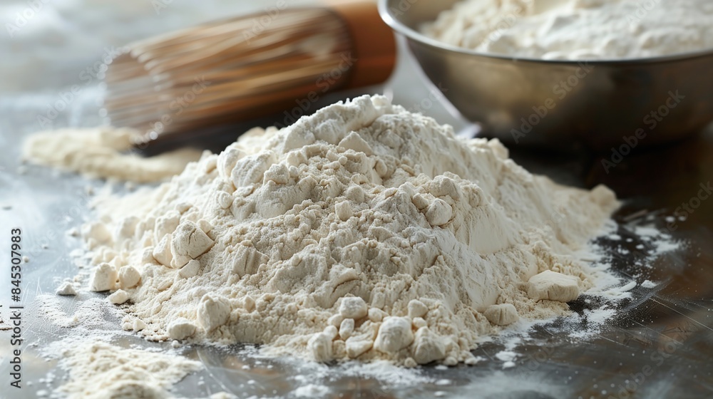 Messy Flour Spill on Silver Surface Messy Flour Spill on Silver Surface