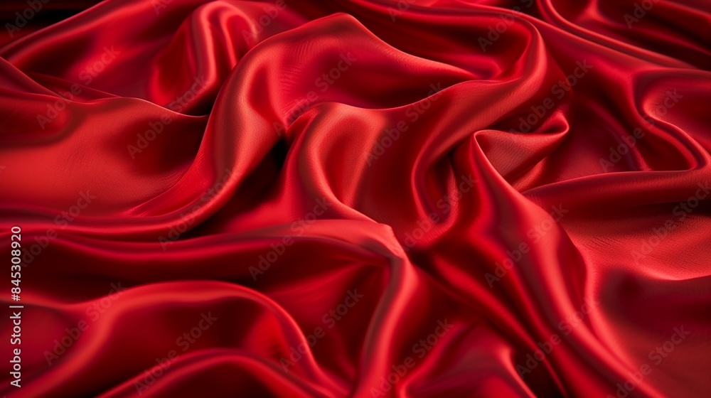 Fototapeta premium Silky Red Fabric Texture Background