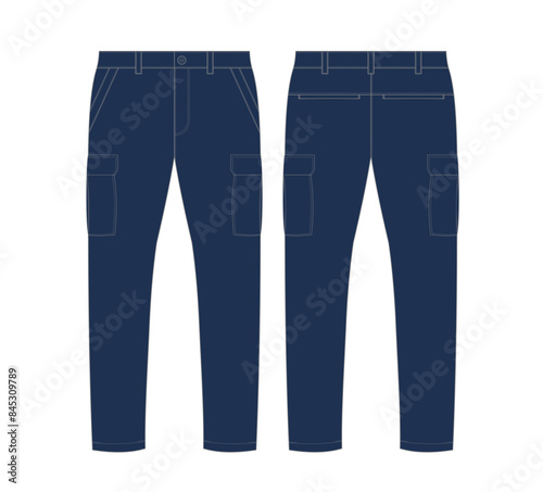 Cargo Broek Pant Vector technical sketch of mens cargo pants mock-up