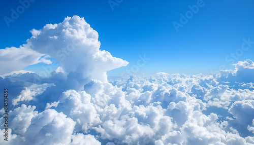 Blue cloud sky. Banner design. Meteorology, forecast, climate change