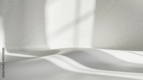 Abstract Minimalist White Background with Soft Shadows and Light Patterns Creating a Serene and Modern Aesthetic