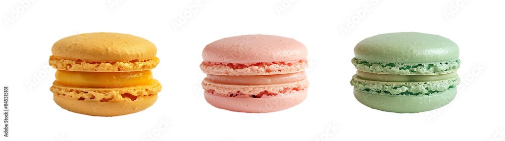 An assortment of macarons in various flavors isolated on transparent background cutout png An assortment of macarons in various flavors isolated on transparent background cutout png
