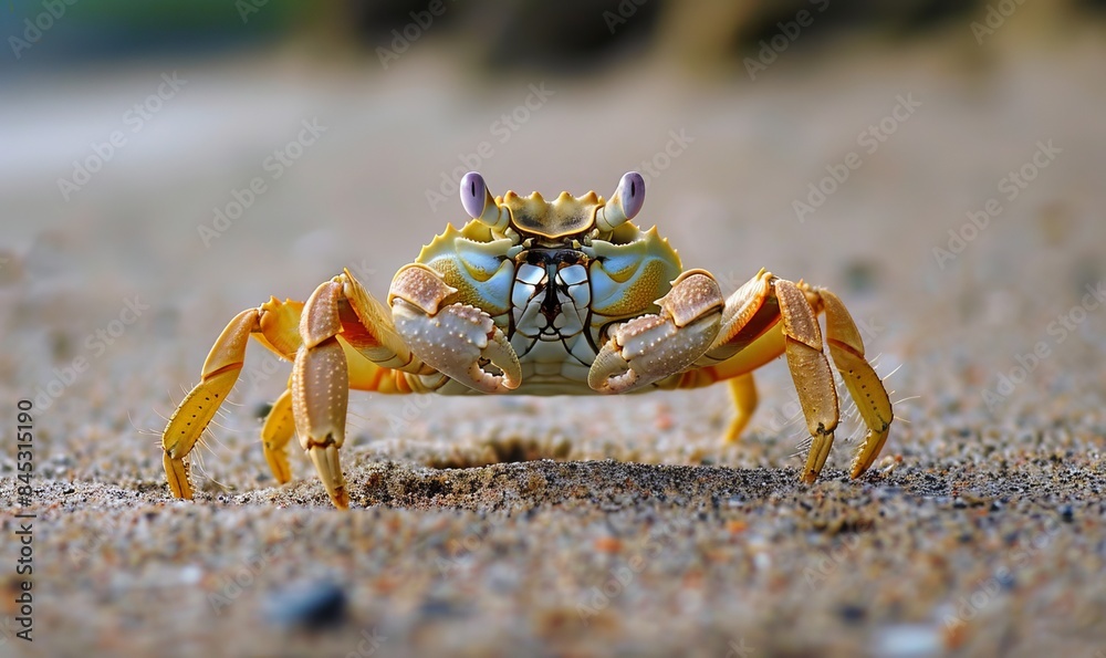 Closeup of yellow crab on the beach Closeup of yellow crab on the beach