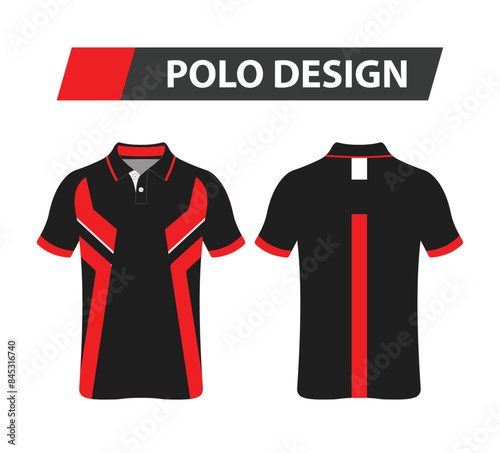 T-shirt Polo red and black template for design on white background. Vector illustration eps 10