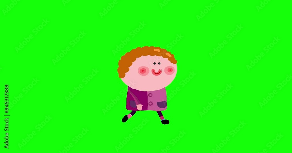 Kid character cute boy walking cartoon animation greenbox. Happy smiling child – a part of kids serie seamless loop animated human. Kid character cute boy walking cartoon animation greenbox. Happy smiling child – a part of kids serie seamless loop animated human.