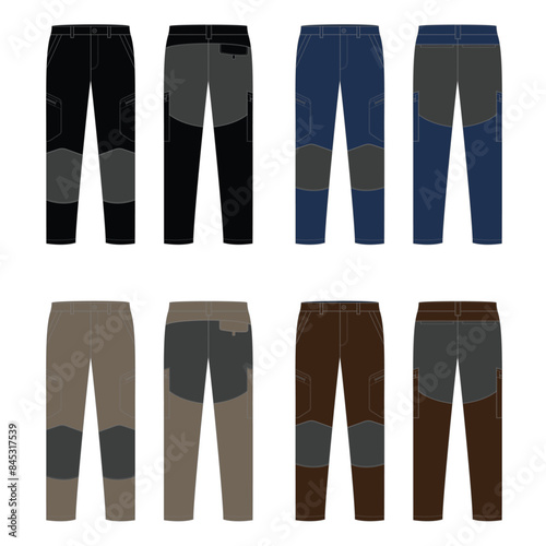 Custom Sailing Pant vector technical sketch design with 4 different colors vector template