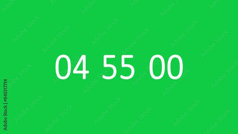 5 minutes countdown green screen, minutes seconds, milliseconds animation digital time 5 minutes countdown green screen, minutes seconds, milliseconds animation digital time