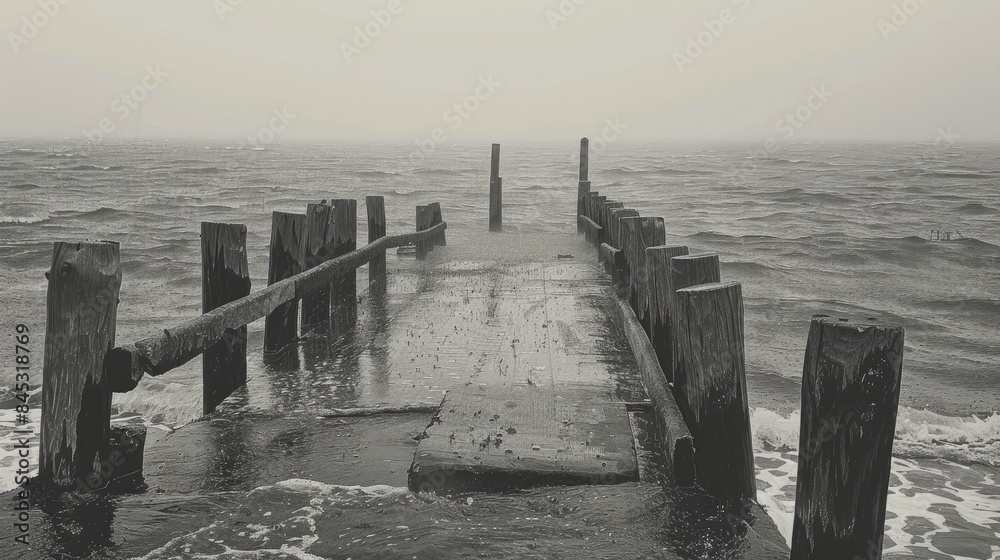 Obraz premium Jetty in the rain at back bay
