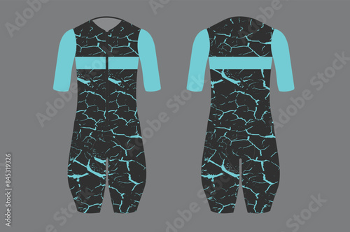 stylish Cycling Skinsuit Green Brown pattern vector. Perfect for sportswear and cycling.