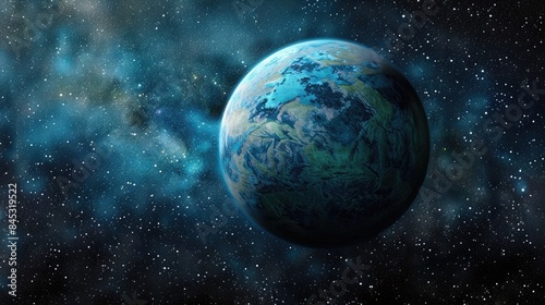 Fantasy image of an unearthly planet, depicting an extrasolar planet hidden from view, digitally created in outer space