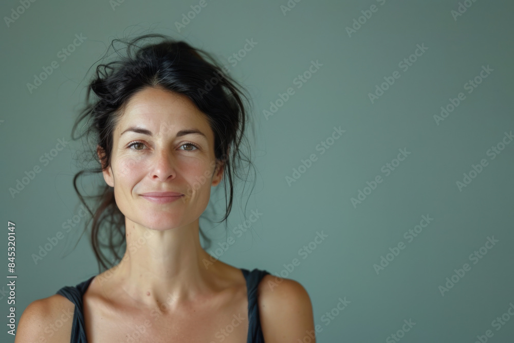 A close up portrait of a woman with a subtle smile A close up portrait of a woman with a subtle smile