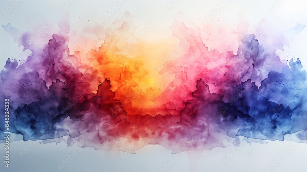 Colorful abstract watercolor splashes, painting illustration with texture on white background
