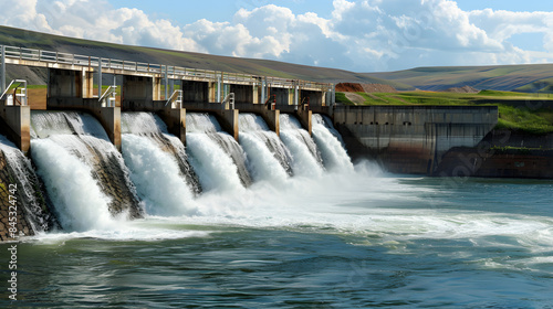 Powerful dam harnessing the force of rushing water to create sustainable energy for communities.