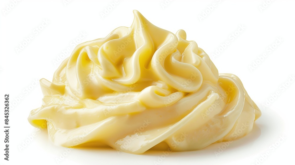 Close-up of mayonnaise, showcasing its rich, creamy texture, isolated on white background, with bright studio lighting Close-up of mayonnaise, showcasing its rich, creamy texture, isolated on white background, with bright studio lighting