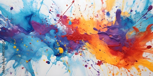 Colorful Splatter Abstract Art Inspired by Holi Festival Festivities. Concept Abstract Art, Holi Festival, Colorful Splatter, Artistic Expression, Festive Inspiration