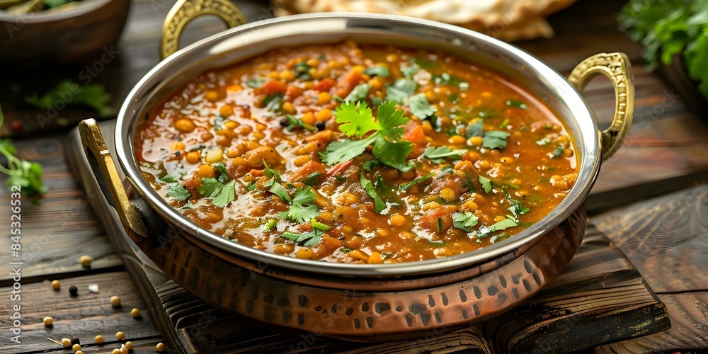 Authentic Punjabi Dal Makhni in a savory tomato sauce with fragrant spices. Concept Punjabi cuisine, Dal Makhni, Tomato Sauce, Fragrant Spices, Authentic Flavor Authentic Punjabi Dal Makhni in a savory tomato sauce with fragrant spices. Concept Punjabi cuisine, Dal Makhni, Tomato Sauce, Fragrant Spices, Authentic Flavor