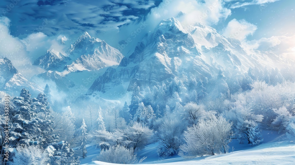 Obraz premium Snow covered mountain view