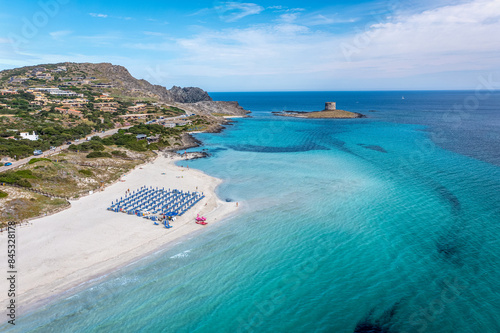 Aerial View of Spaggia La Pelosa, Stintino, Province of Sassari, Sardegna photo