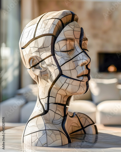 Elegant Wooden Sculpture of a Woman A Stunning Piece of Art Showcasing Intricate Craftsmanship and Graceful Curves, Perfect for Adding a Touch of Sophistication to Any Interior Space Wallpaper