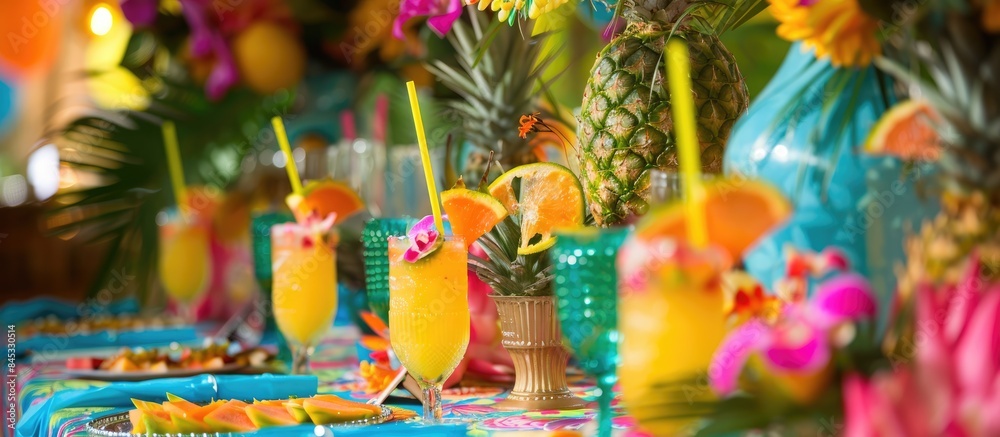 Ideal for spring vacation and tropical escape endeavors, embrace the tropical celebration and beach party theme.
