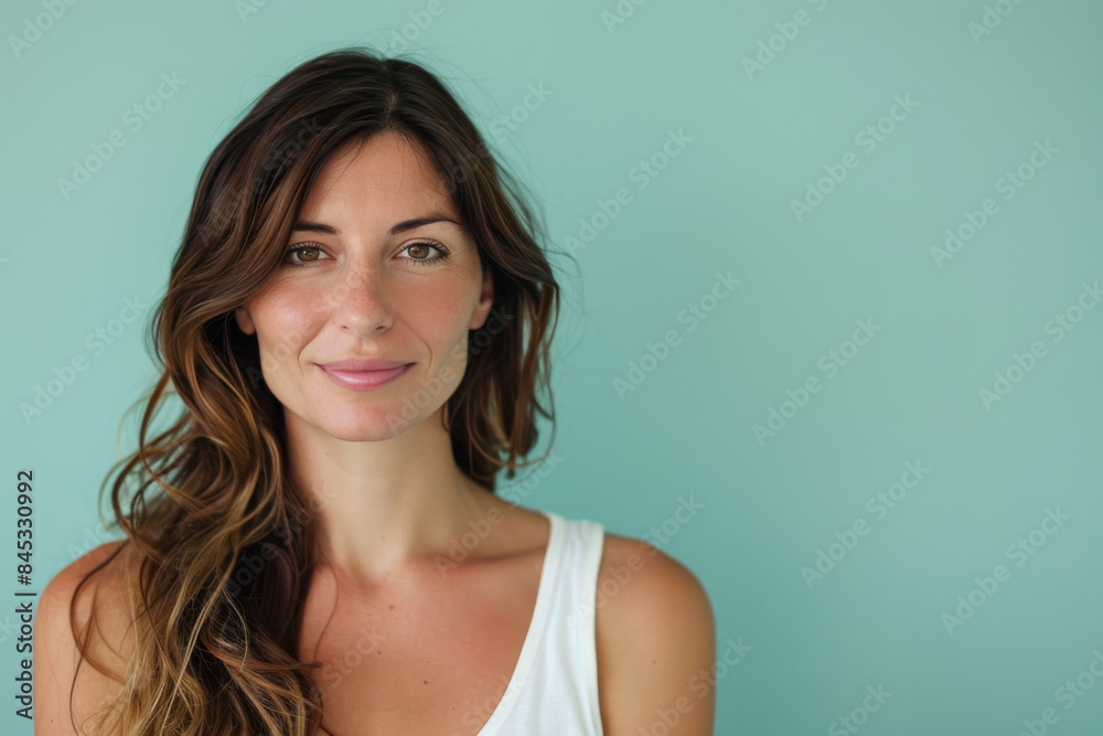 A close up portrait of a woman with a subtle smile A close up portrait of a woman with a subtle smile