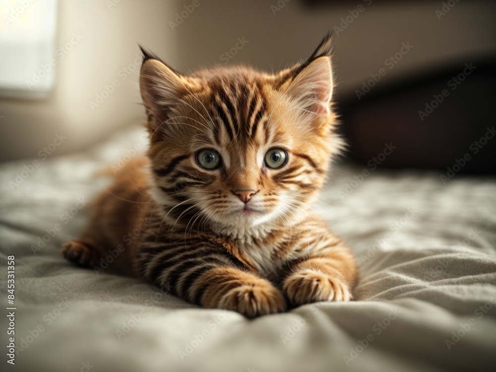 baby Cute kitten laying on bed