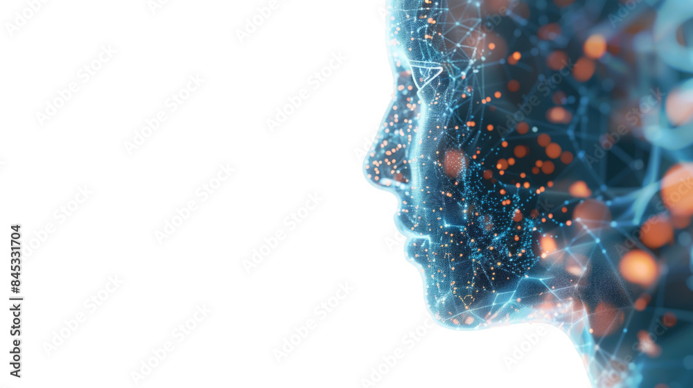 Digital head on a transparent background