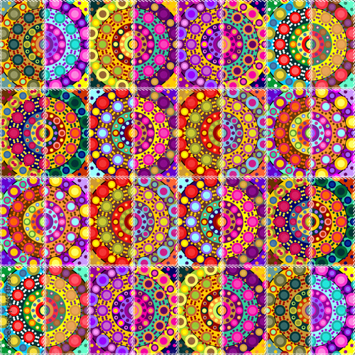 patchwork background with different patterns print for textile  paper  objects  seamless artistic decor handmade illustration vector mandala ethnic