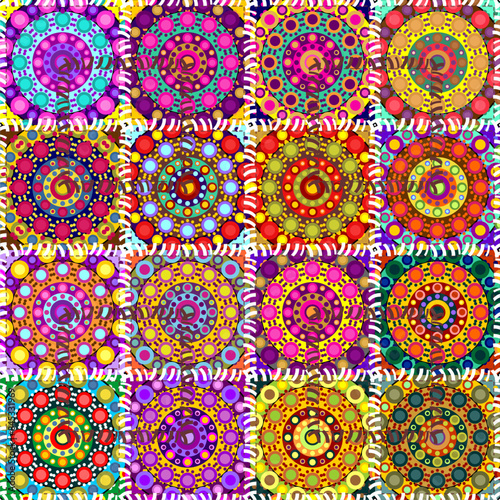 patchwork background with different patterns print for textile  paper  objects  seamless artistic decor handmade illustration vector mandala ethnic