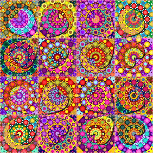 patchwork background with different patterns print for textile, paper, objects, seamless artistic decor handmade illustration vector mandala ethnic © Elena K