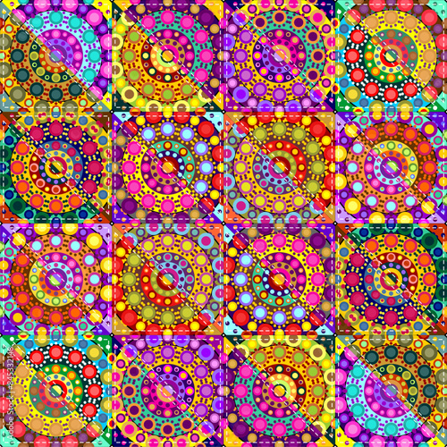 patchwork background with different patterns print for textile, paper, objects, seamless artistic decor handmade illustration vector mandala ethnic