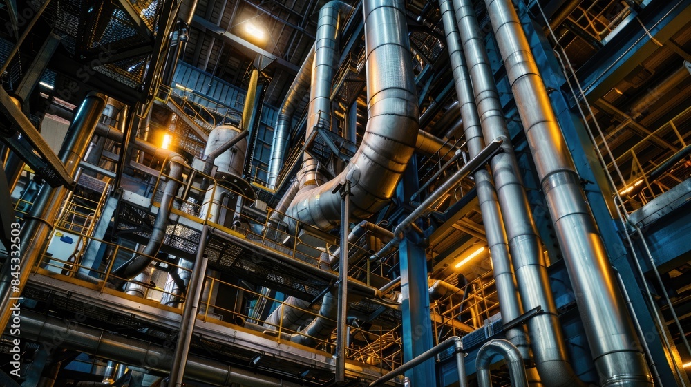 Industrial and Manufacturing Engineers and technicians working in industry refinery or power plant with blurred lights and structures in the background Industrial and Manufacturing Engineers and technicians working in industry refinery or power plant with blurred lights and structures in the background