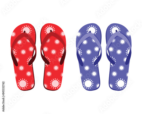 Seth s beach flip-flops. Colorful flip-flops. Summer beach shoes in cartoon style. Vector illustration