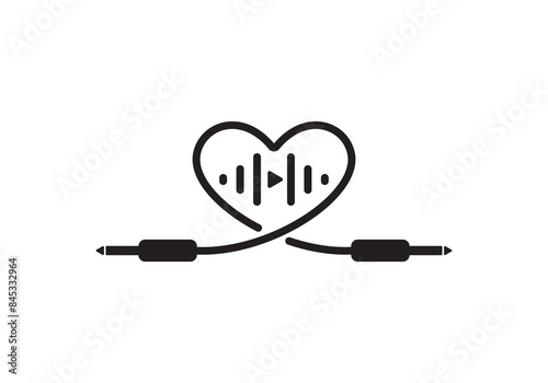 love music logo. abstract play music sound recording studio vector design