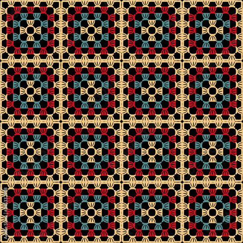 Pattern with crochet granny square wallpaper handmade decorative art design print 