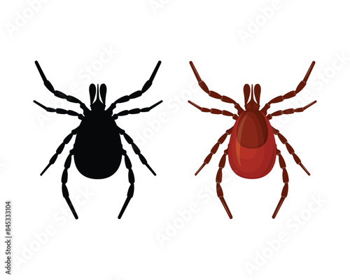 Mite. The silhouette of a tick is a top view. A blood-sucking parasite. The insect is a pest. Vector illustration isolated on a white background © Anastasiya